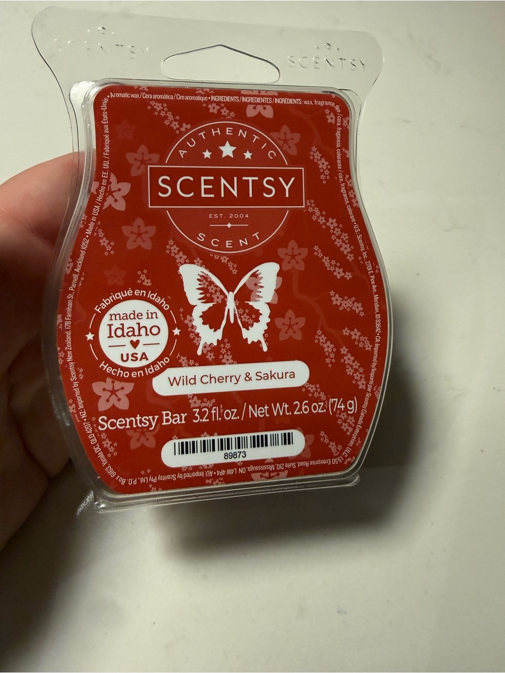 Scentsy Wild Cherry & Sakura Wax Bar - Red